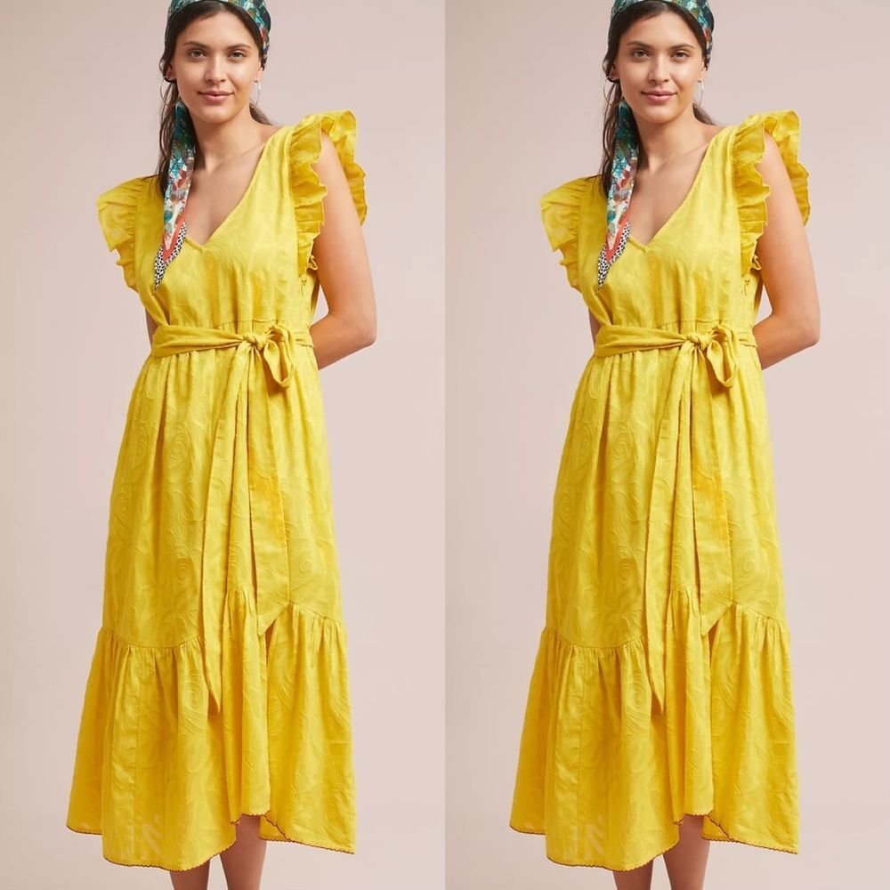 Anthropologie Golden Textured Dress